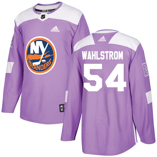 Adidas Islanders #54 Oliver Wahlstrom Purple Authentic Fights Cancer Stitched Youth NHL Jersey